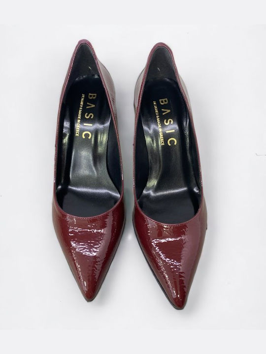 Basic Patent Leather Pointed Toe Burgundy Heels