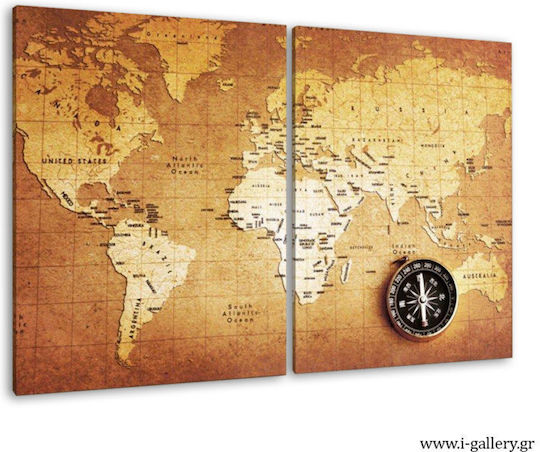 I-gallery World Δίπτυχος Πίνακας σε Καμβά 50x70cm