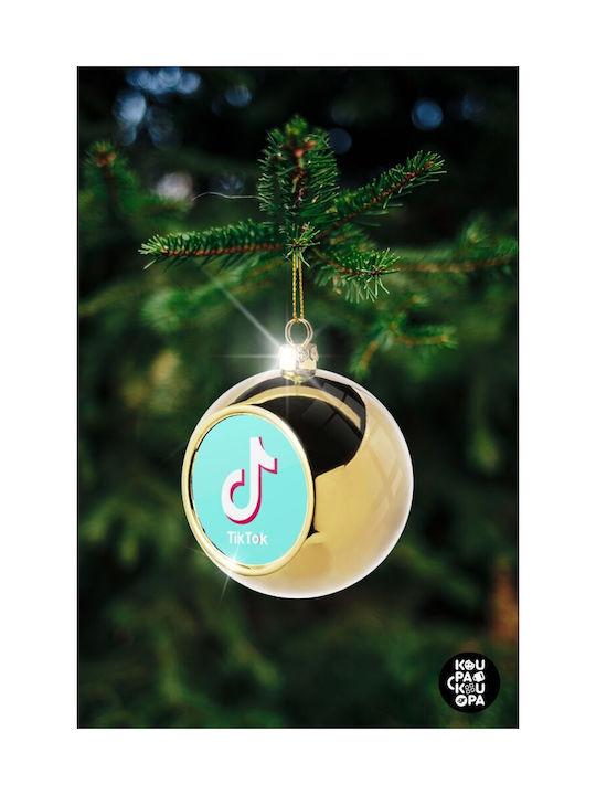 Tik Tok Blue Christmas Ball Ornament Gold