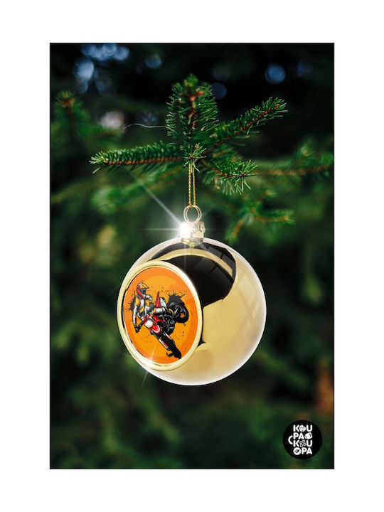 Motocross Weihnachtshänger Kugel Ornament Gold