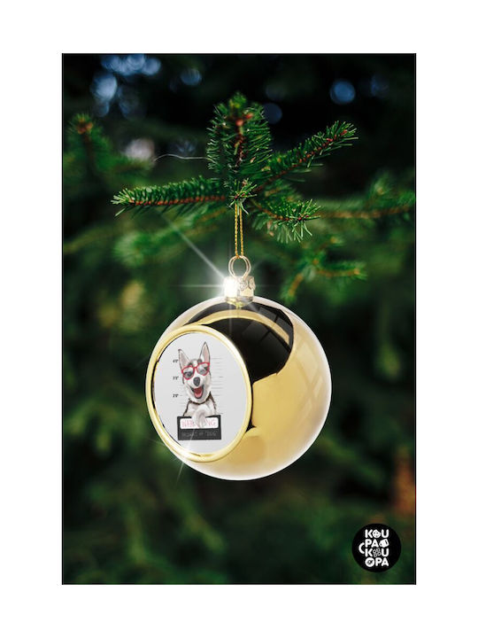 Warning Christmas Dog Ornament Gold