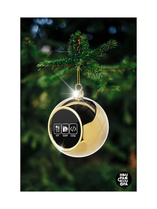 Eat Sleep Code Weihnachtshänger Kugel Ornament Gold