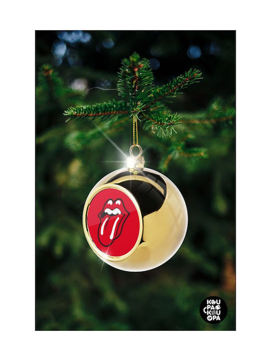 Rolling Stones Kiss Christmas Ball Ornament Gold