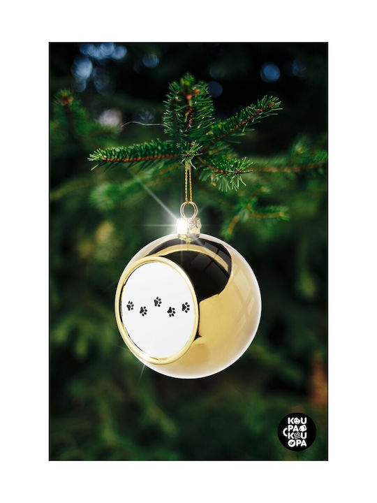 Paw Christmas Ball Ornament Gold