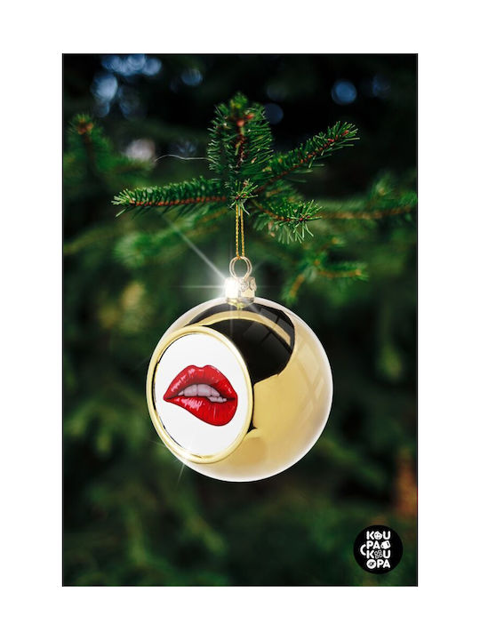 Lips Christmas Ball Ornament Gold