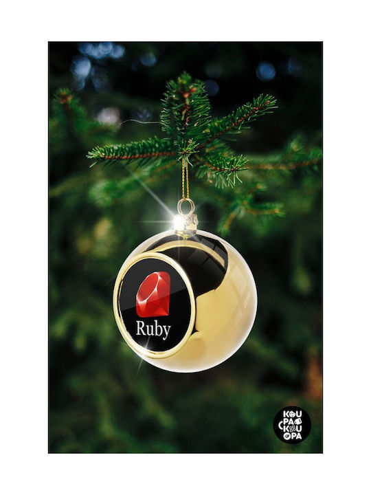 Ruby Christmas Ball Ornament Gold