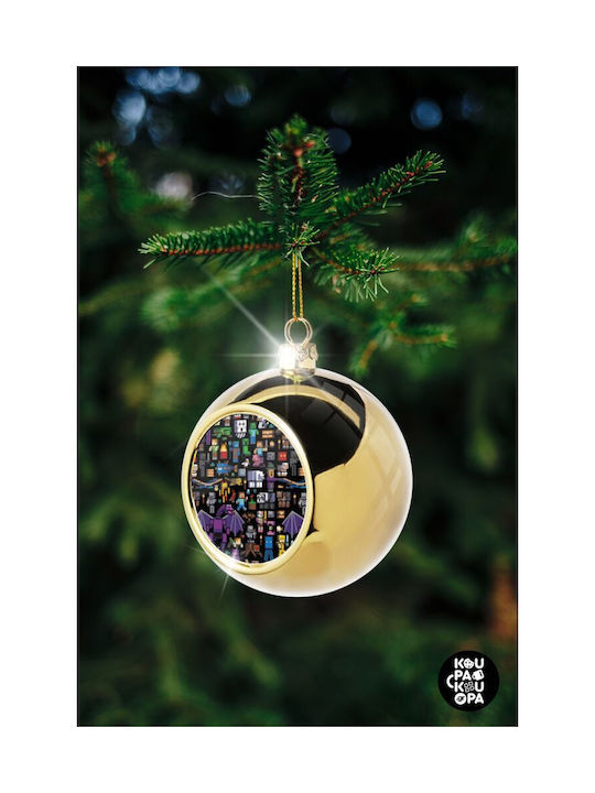 Minecraft Characters Christmas Ball Ornament Gold