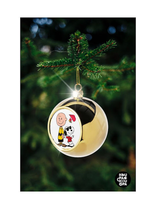 Snoopy & Joe Christmas Ball Ornament Gold