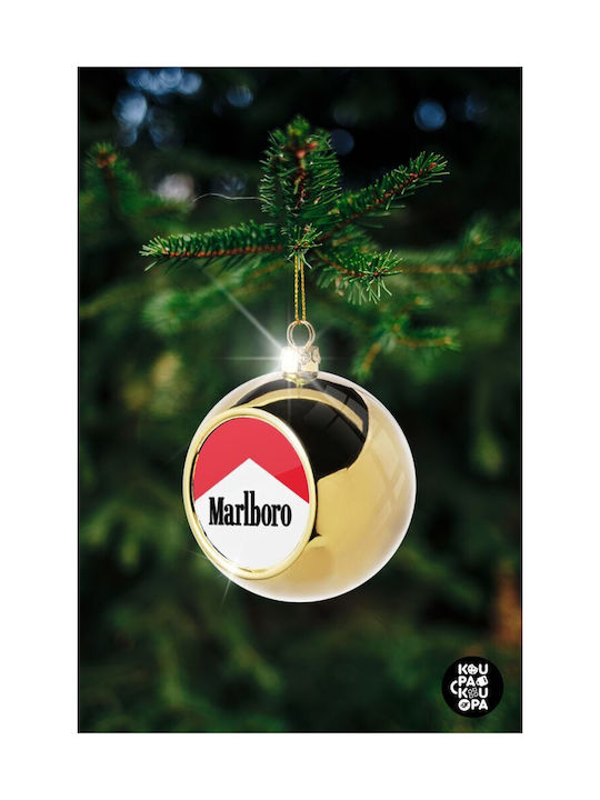 Marlboro Ornament de Crăciun Bilă Aur cu Pulbere de Aur cu Paiete