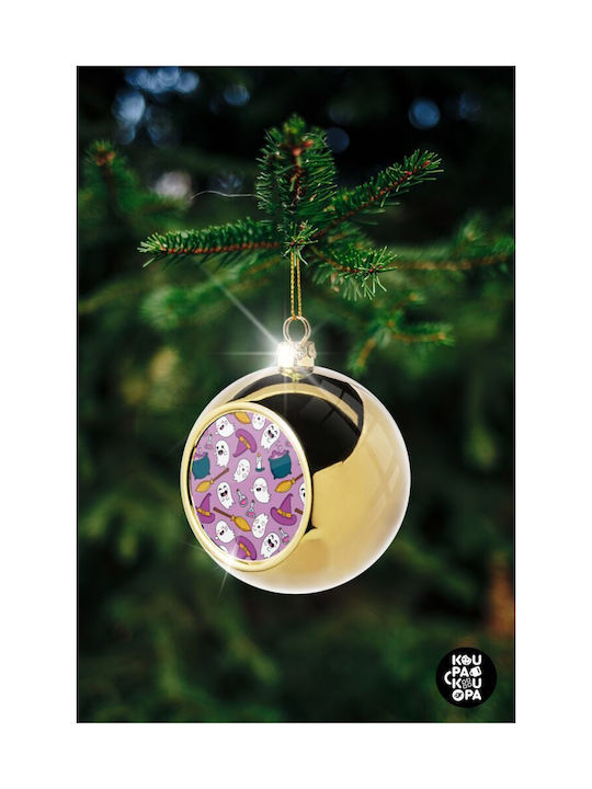 Happy Halloween Pink Christmas Ball Ornament Gold