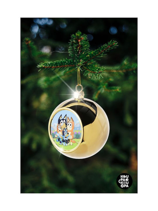 Bluey Ornament de Crăciun Bilă Aur cu Pulbere de Aur cu Paiete