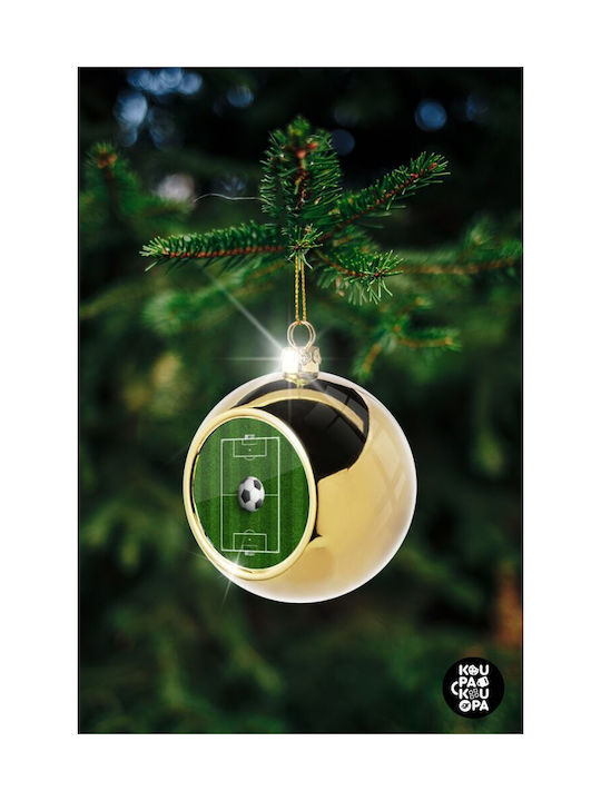 Soccer Field Christmas Ball Ornament Gold