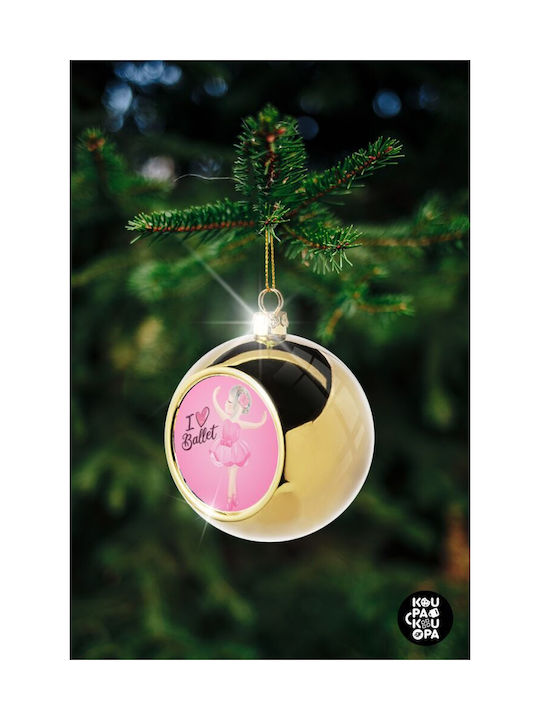 I Love Ballet Christmas Ball Ornament Gold