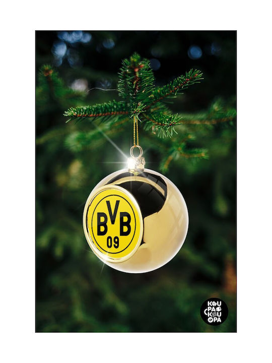 Bvb Μπορούσια Ντόρτμουντ Ornament de Crăciun Bilă Aur cu Pulbere de Aur cu Paiete