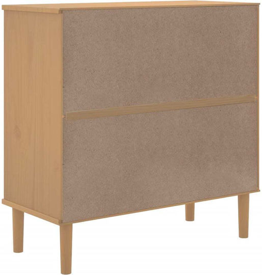 Μπουφές από Μασίφ Ξύλο Καφέ / Ρατάν 80x35x80cm