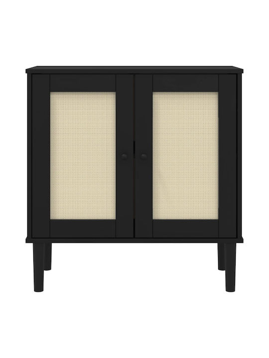 Μπουφές Black / Ratan 80x35x80cm