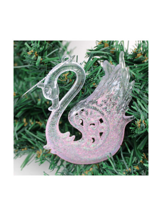 Κρεμαστό Christmas Plastic Swan Ornament Transparent 8x10cm