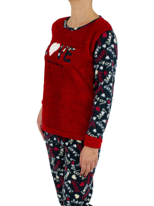 Bonito Winter Women's Pyjama Set Fleece Bordeaux