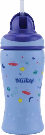 Nuby Flip-it Kids Water Bottle Silicone with Straw Blue 360ml