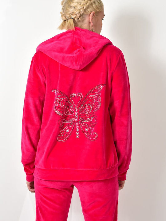 Jogginganzug Samt Fuchsia