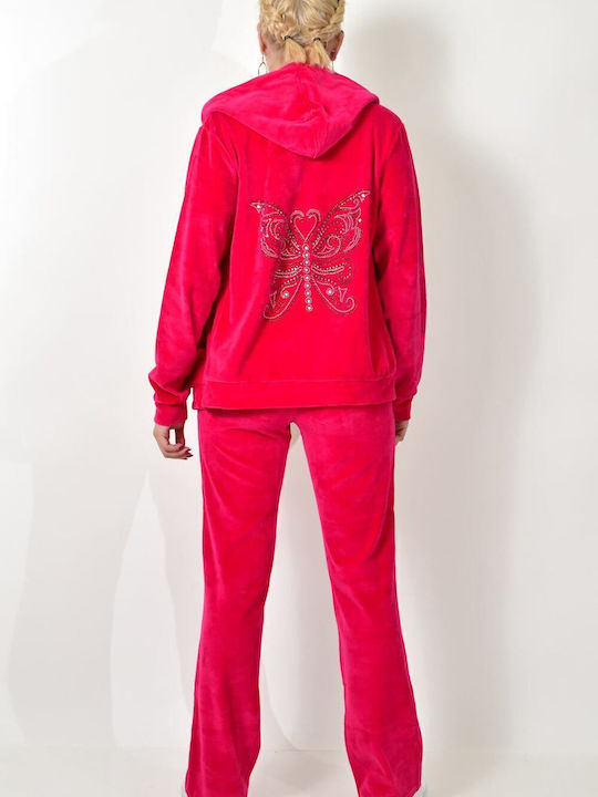 Jogginganzug Samt Fuchsia