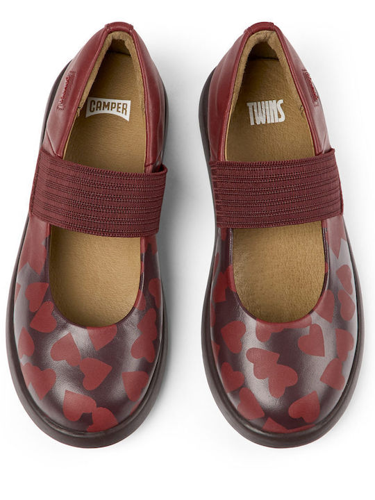 Camper Balerini copii Anatomic cu cauciuc Piele Burgundy Twins Mary Jane