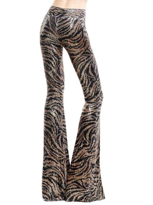 Αniye by Women's Fabric Trousers Flare ''TIGER NIGHT''