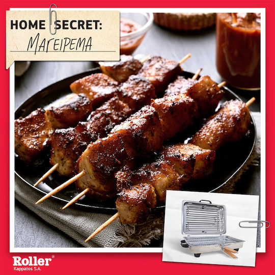 Roller Kappatos 20106 Tabletop Electric Grill Grill 1050W Inox & Double Grating with Lid 32.5cmx24.5cmcm