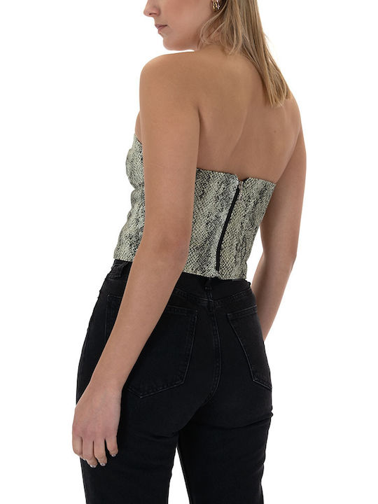 Women's Blouse Corset Strapless Animal Print Black
