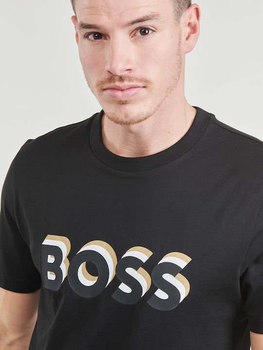 Hugo Boss Tiburt Bluza Bărbătească cu Mânecă Scurtă Neagră