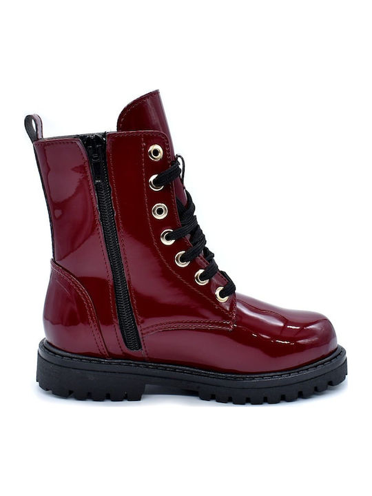 Anatomice Cizme Copii din Piele cu Fermuar Burgundy