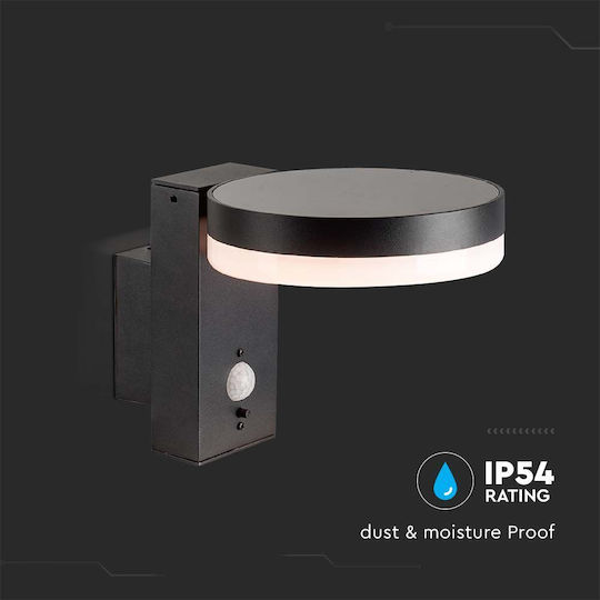 V-TAC Wall Mounted Solar Light 1.8W 220lm Warm White 3000K with Motion Sensor IP54 22.9cmx15.5cmx15.5cmcm