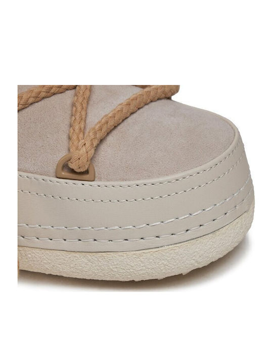 Γυναικείες Μπότες Χιονιού με Γούνα Ivory Beige