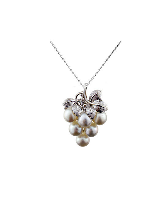 Margaritari Necklace from White Gold 18k with Pearls