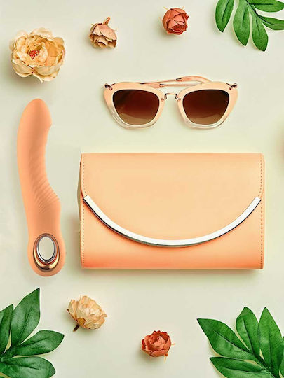 DreamΤoys Glam Flexible Ribbed Vibe, Flexible Liquid Silicone Ribbed Vibrator, 5 Intensities & 5 Rhythms, Orange