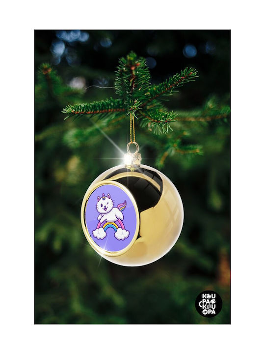 Cute Christmas Cat Ornament Gold