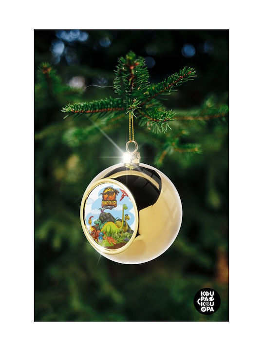 Dinosaur's World Christmas Ball Ornament Gold