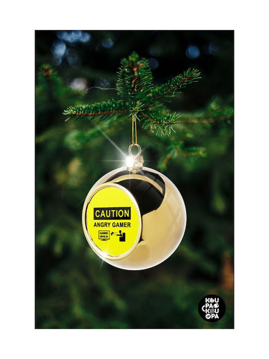 Caution Christmas Ball Ornament Gold