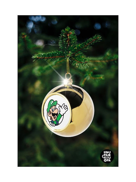 Super Mario Luigi Win Christmas Ball Ornament Gold