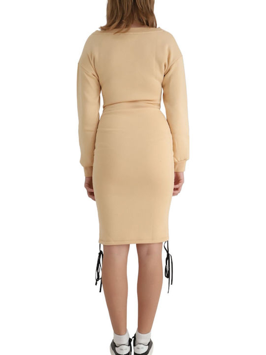 Midi Damenkleid Beige