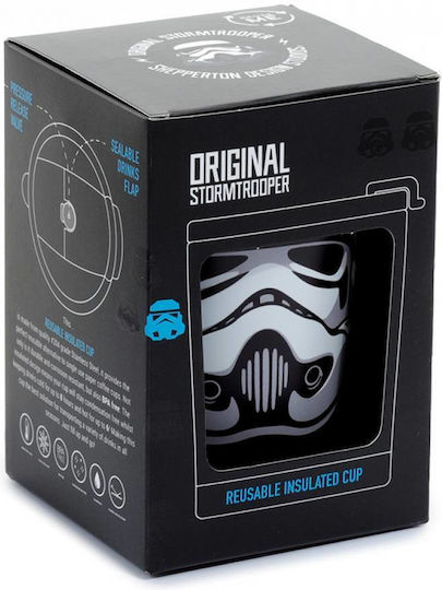 Puckator Stormtrooper Κούπα Μεταλλική με Καπάκι Μαύρη 300ml