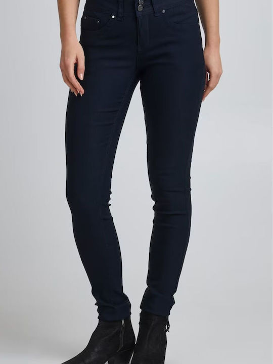 Fransa Femei Tesatura Pantaloni cu Croială Slim BLUE NAVY