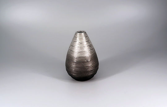 Karvounis Metallic Chiselled Silver Vase 11x16.5cm