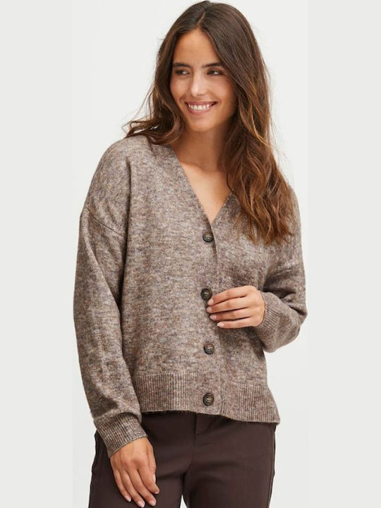Women's Cardigan with Buttons Brown