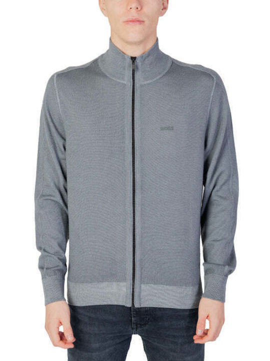 Hugo Boss Men's Cardigan with Zipper Gray