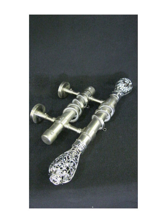 Epiplo-Fos Extendable Metallic Curtain Pole Pine Single 100-200cm Inox