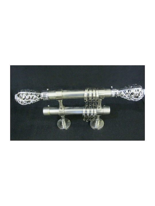 Epiplo-Fos Extendable Metallic Curtain Pole Pine Single 100-200cm Inox