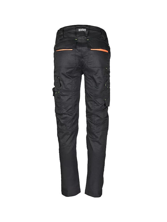 Sara Workwear Actiflex Παντελόνι Εργασίας Μαύρο