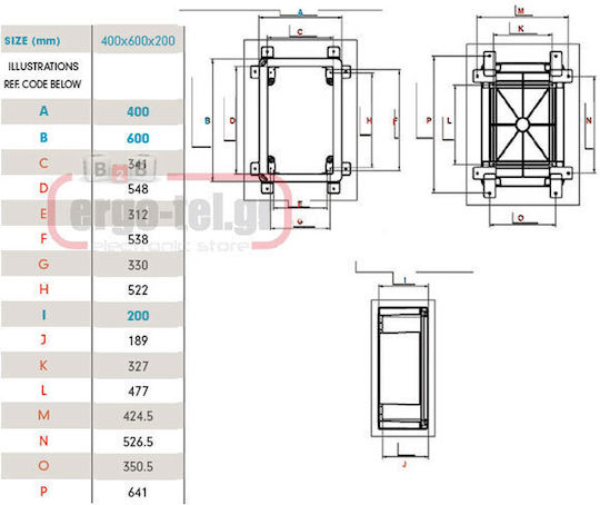 Tongun Wall mounted Waterproof Fuse Box W600xH400xD200mm