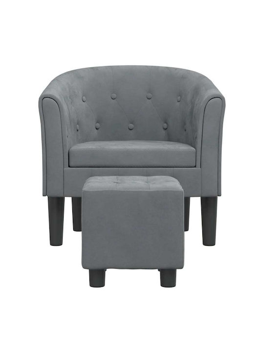 Armchair with Footstool Dark Grey 70x56x68cm